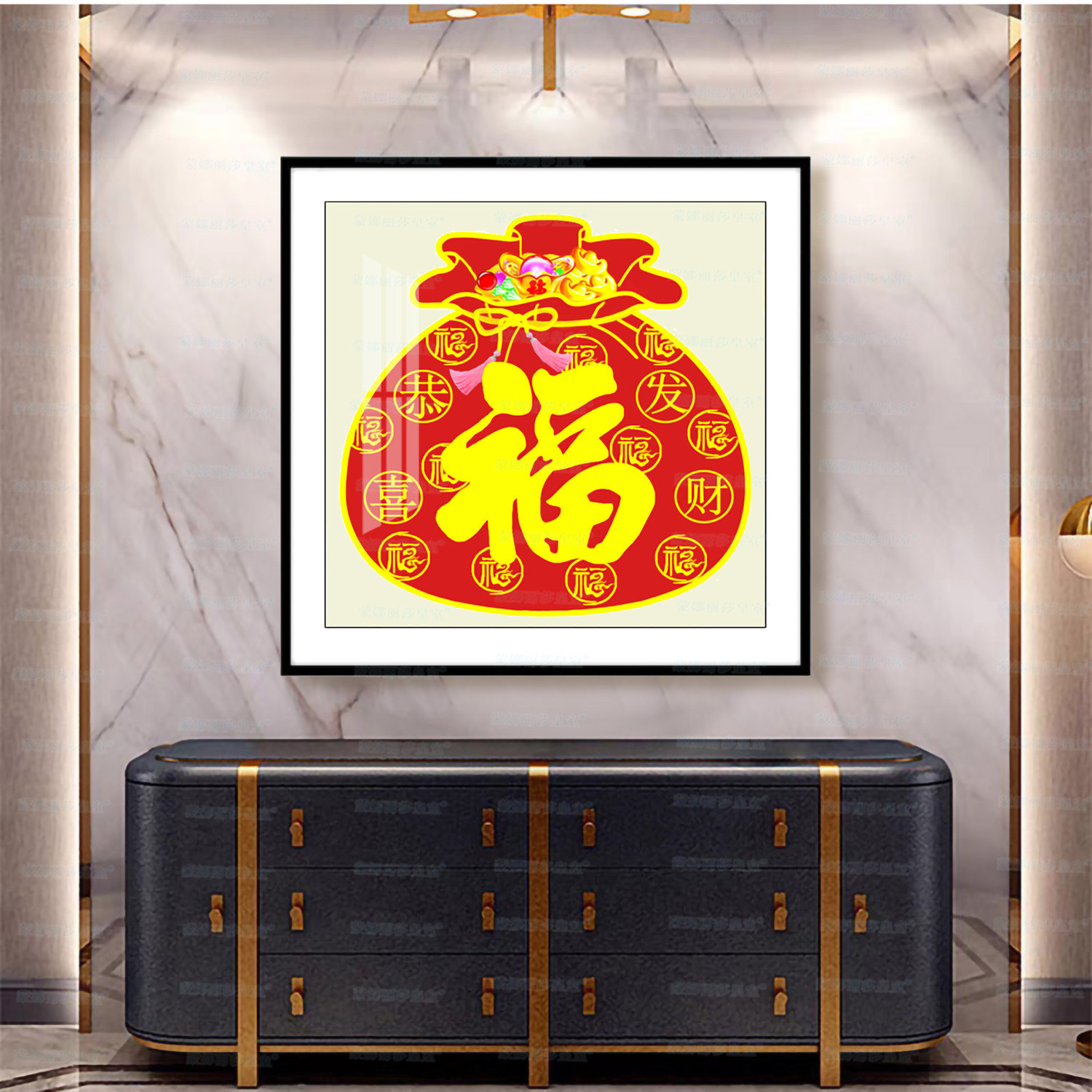 Kit de material para bordado de punto de cruz con motivo de la suerte, nuevo estilo de motivo de la suerte grande para sala de estar, pintura decorativa de estilo chino, kit de bordado hecho a mano al por mayor.