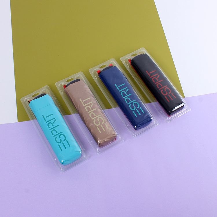 现货新款彩胶全遮光210Tpg布遮阳伞超轻小扁伞三折6骨晴雨遮阳伞|ms