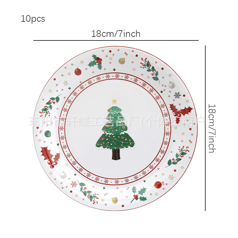 クリスマス装飾シーンパーティーテーマ食器セット使い捨て紙皿四角い食事皿クリスマスツリー皿|undefined