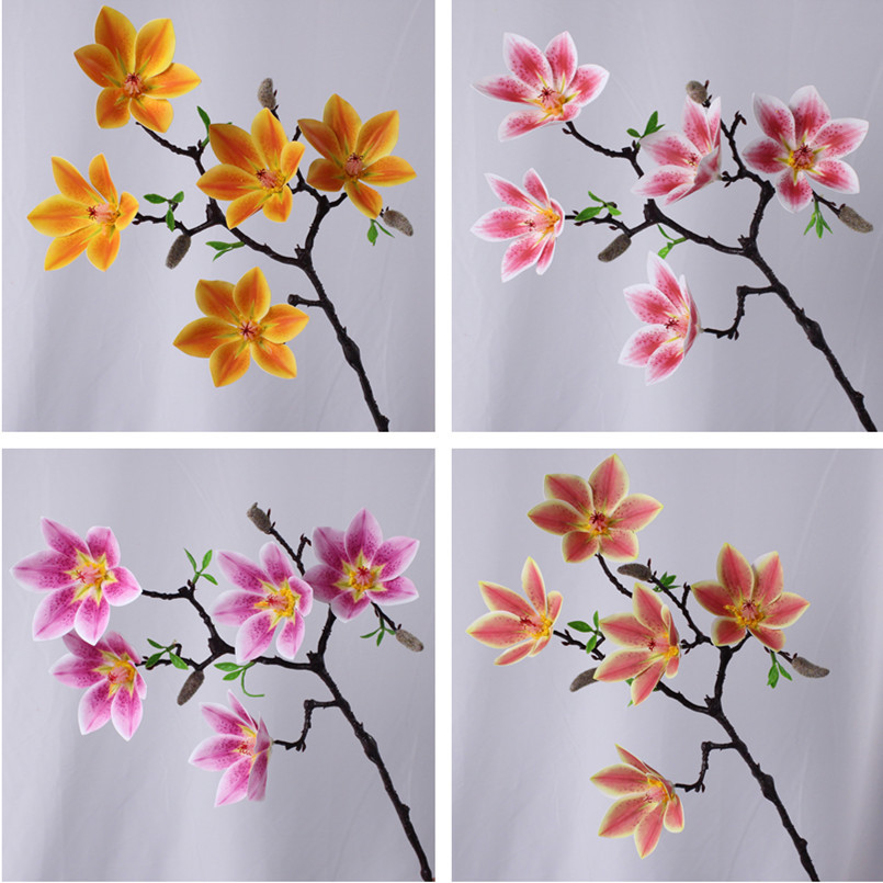 Five-head film magnolia Home decoration simulation agent Simulation magnolia flower Simulation PU magnolia