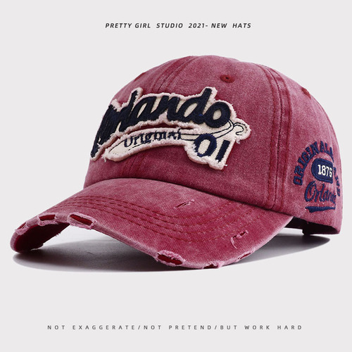 2024 New Style Hats Girls Versatile Retro Baseball Cap Men's High-end Foreign Trade Water-washed Denim Peaked Cap 
