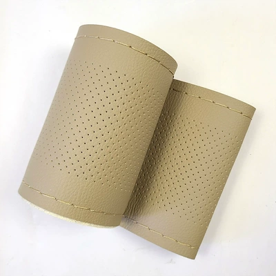 Leather Hand-Stitched Steering Wheel Cover | Steering wheel cover - beige-medium-hole-rice-noodle-38cm