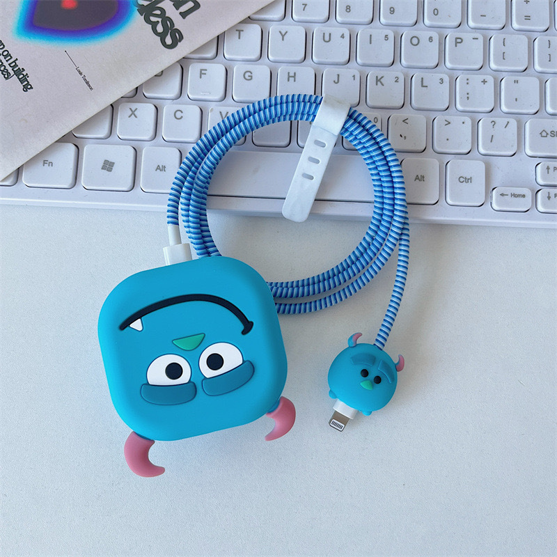 2024 nueva cubierta protectora de cabezal de carga rápida estándar británico de dibujos animados de 20W para cargador de Apple 20WPD plegable de tres enchufes