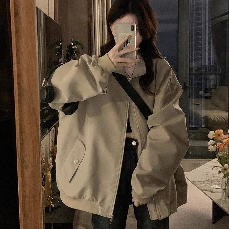 美式刺绣字母宽松外套春秋oversize情侣男女上衣夹克外穿棒球服