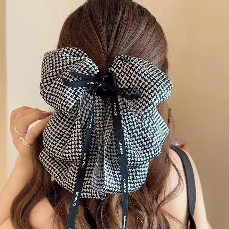 092 заколка для хвоста с бантом «гусиные лапки»