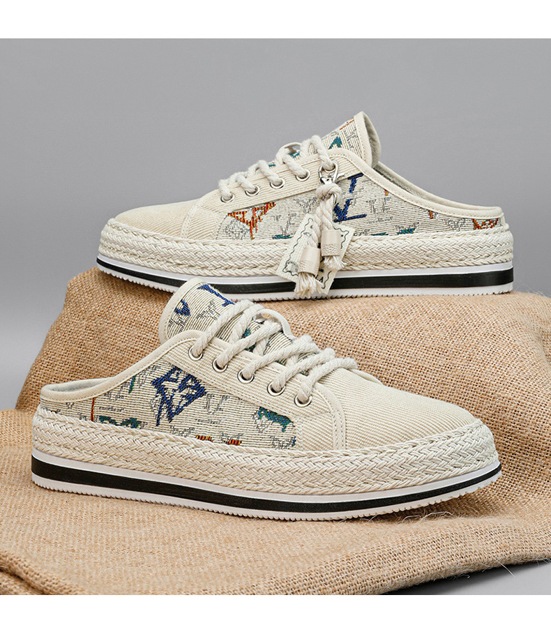 Scarpe da pescatore casual da uomo, alla moda, estive, in paglia intrecciata, con un piede solo, pigre, nuovo articolo 2024_voghion.com