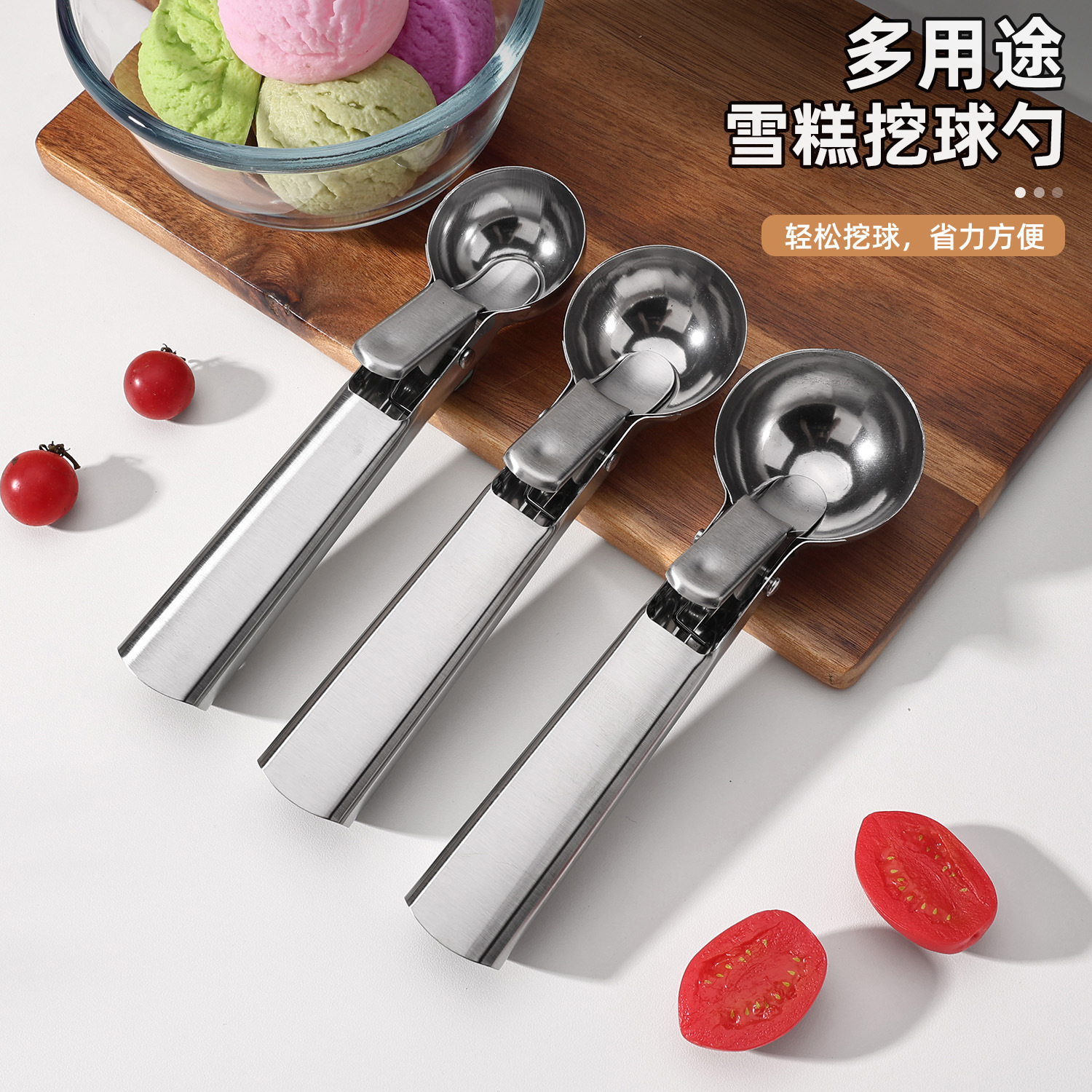 Cuchara de helado de acero inoxidable excavadora de bolas cuchara de helado cuchara de sandía cuchara de bolas de frutas cuchara excavadora cuchara transfronteriza