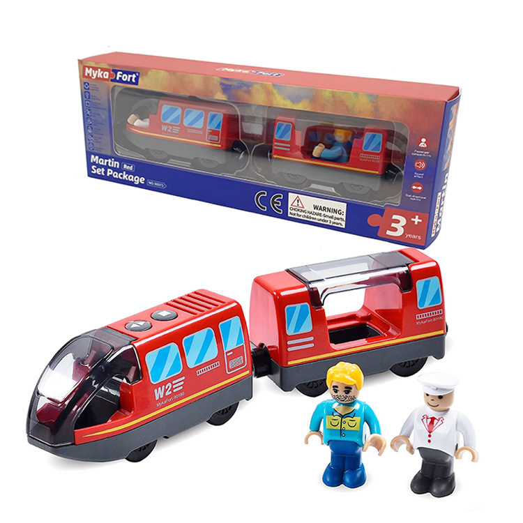 Zhile Miao Magnetic Electric Remote Control Train Wooden Track Small Train Power Front Toy