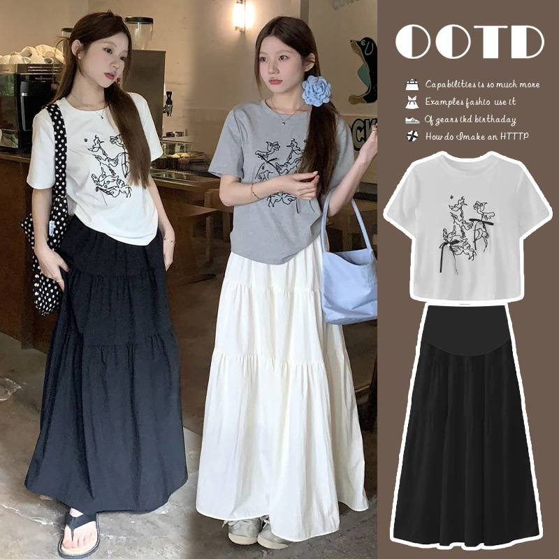 in stock pregnant women suit summer new short sleeve skirt with a set of this year's popular beautiful pregnant women suit