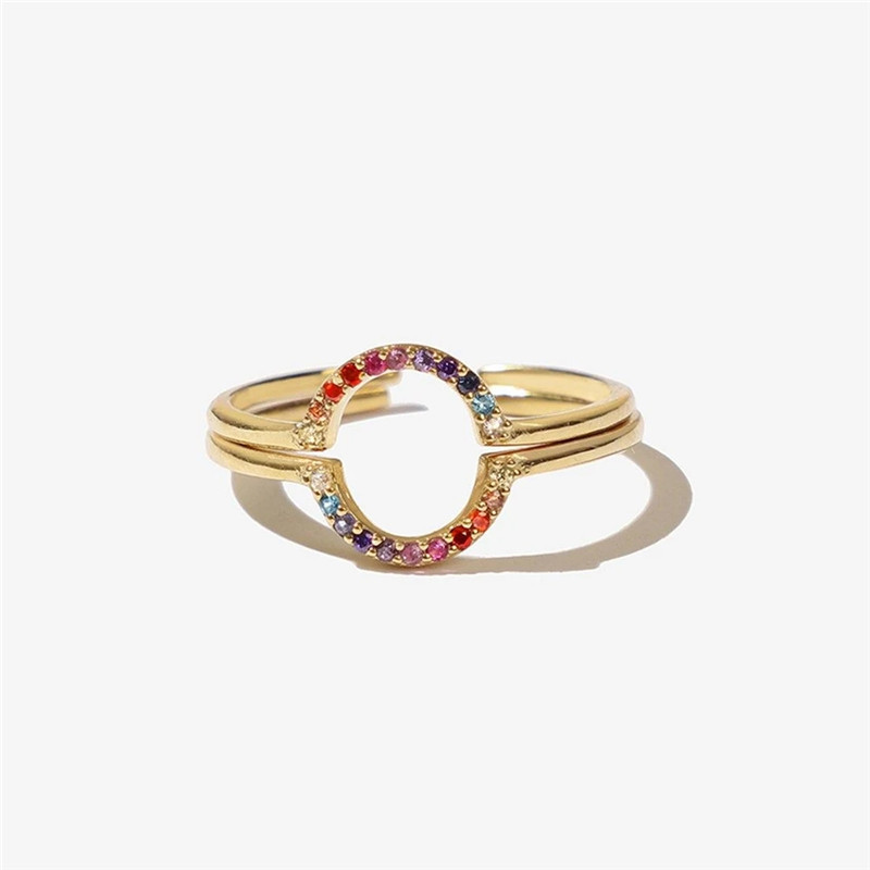 Fashion Geometric Copper Open Ring Plating Zircon Copper Rings