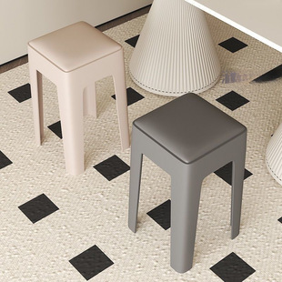 Soft-Packed Stool for Home Stackable Spare Thickeneded Plastic Square Stool High Bench Adult Sturdy Living Room Dining Table Chair