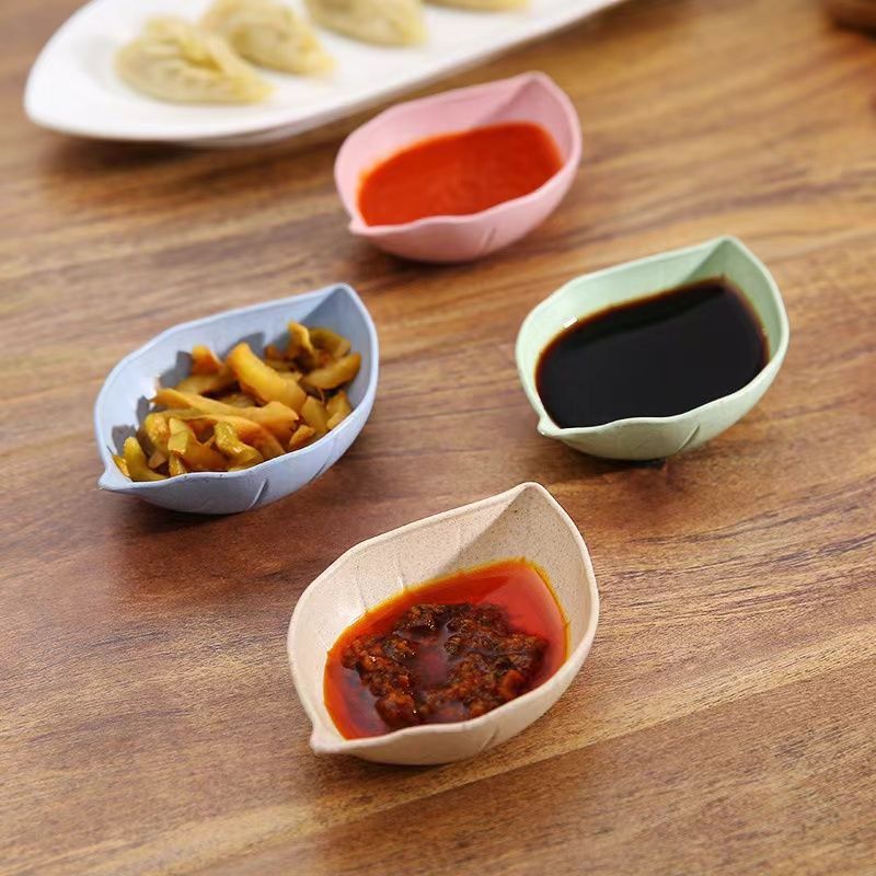 小麦わらの木の葉の小皿キッチン食器酢味噌調味料皿調味料皿円形漬け物おかず皿|undefined