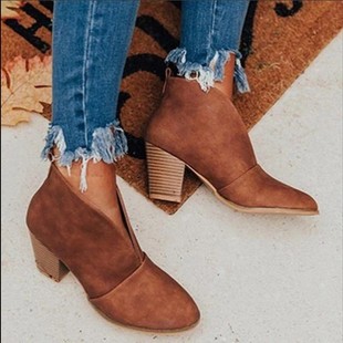 European and American fashion new open size casual thick heel Martin boots foreign trade large size women's shoes in stock