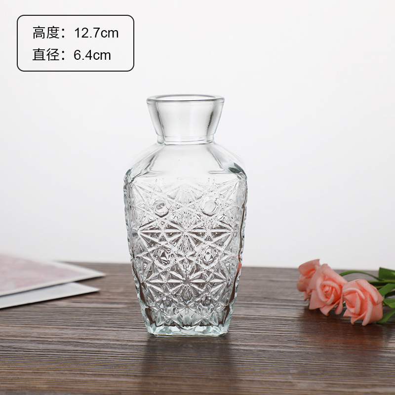 Estilo Europeo Retro Luz de lujo de cristal alivio pequeño florero de agua transparente florero decoración del hogar mini florero