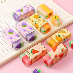 小学生が使えるサンドイッチフルーツ消しゴム、きれいでカスが少ない、芸術的でクリエイティブな漫画風のかわいい象の皮消しゴム、カット可能