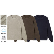 粗针圆领毛衣男秋冬季2025新款宽松慵懒风日系复古内搭针织衫上衣