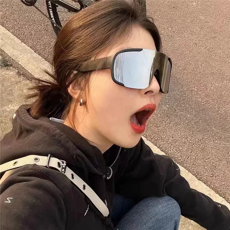 登山とサイクリングメガネ女性のアウトドアスポーツ防風防砂ゴーグルサングラス丸顔抗 UV 日焼け止めサングラス|undefined