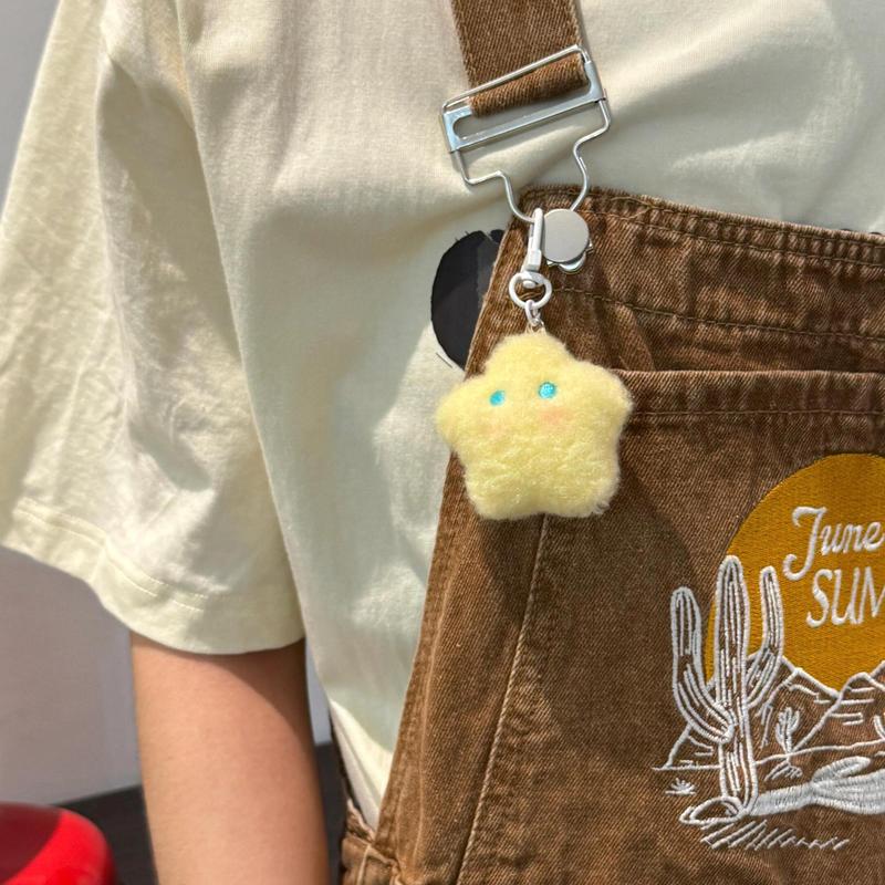 Xiaohongshu 同じスタイルの青い目星と月キーホルダーソフトかわいいかわいい赤面ぬいぐるみクリエイティブペンダントギフト|undefined