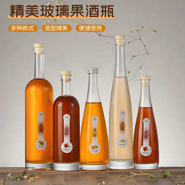 新款果酒瓶玻璃自酿矿泉水蒙砂密封加厚饮料瓶高档分装酒空瓶