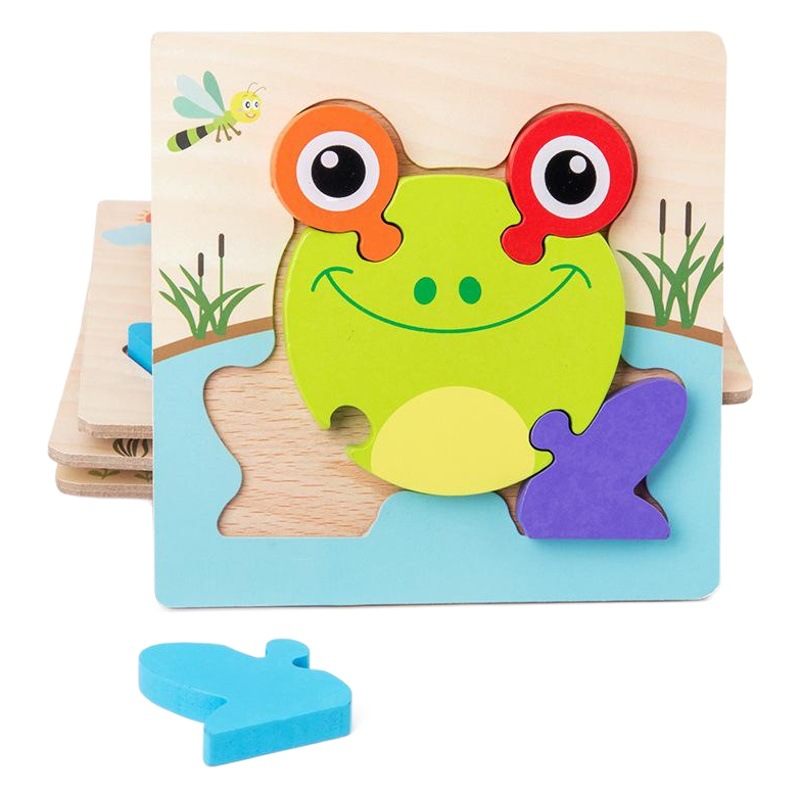 TikTok 3D 3D de madera rompecabezas juguetes de madera para niños bebé educación temprana tráfico educativo animal rompecabezas de tablero de mano
