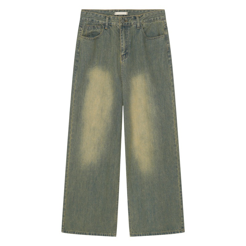 Mtlclothes ropa de Hombre | 2023 verano nuevo estilo coreano Loose MOP retro blanco Denim Pantalones