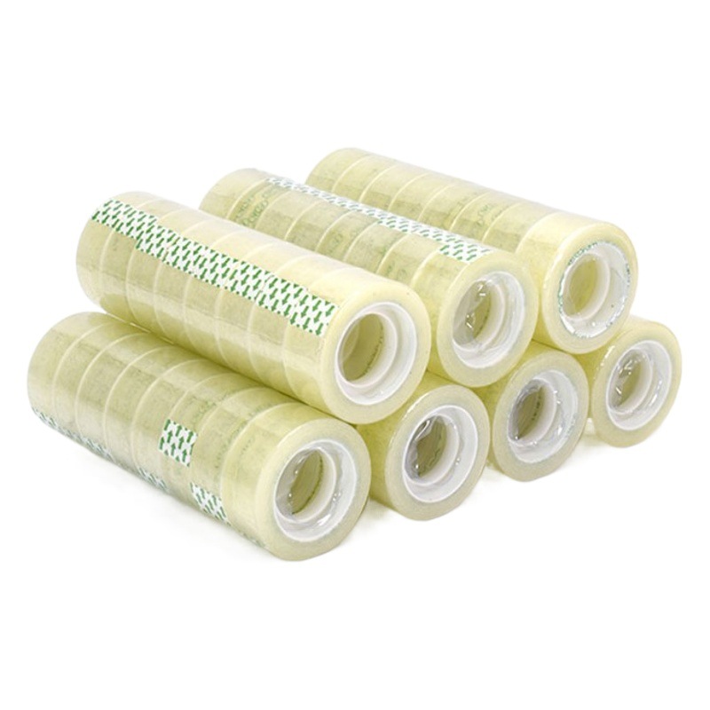 Venta al por mayor papelería transparente pegamento ancho de banda 0,7 1,2 1.5 1,8 cm Oficina sellado pequeña cinta de papel cinta estudiante