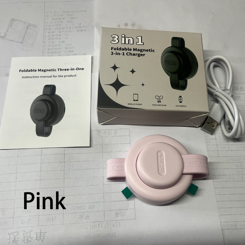 Nuevo mini cargador inalámbrico plegable 3 - en - 1 para teléfonos Apple, relojes, auriculares, carga rápida inalámbrica