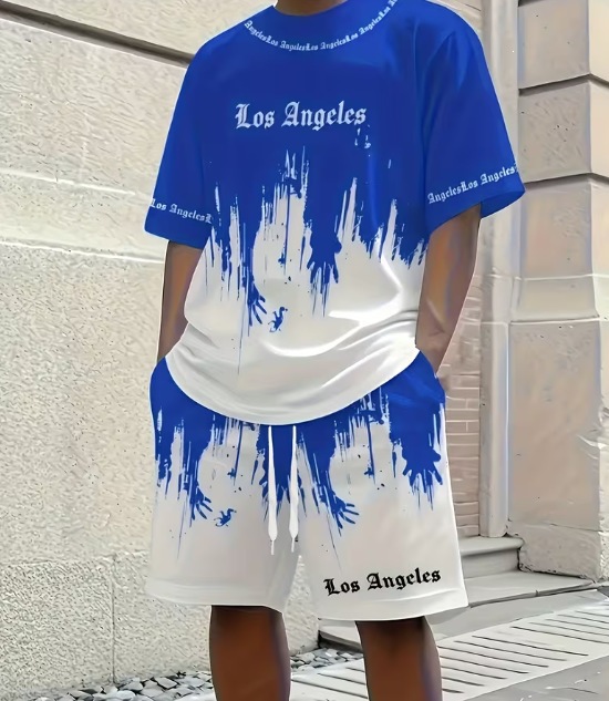 Men's Clothing Men's Casual Summer Set Breathable Cotton T-Shirt And Shorts Two-Piece Outfit_viptrois.com