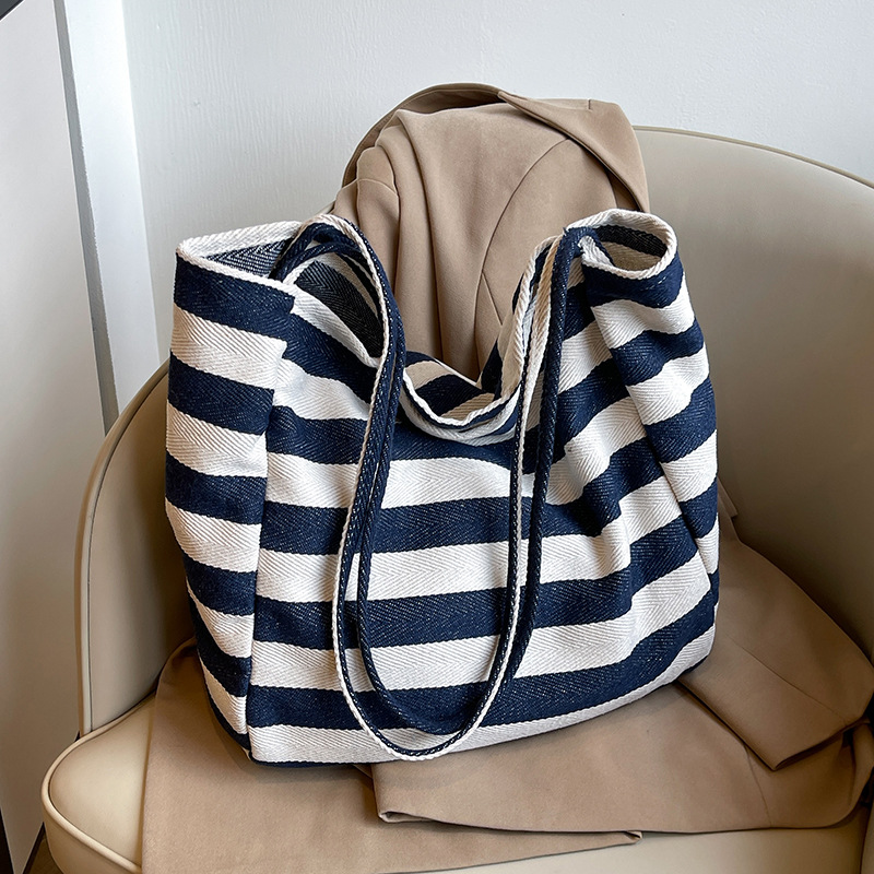 Bolsos de lona casuales coreanos bolsos de moda bolsos de mano de color de contraste red pequeñas rayas frescas bolsos de hombro