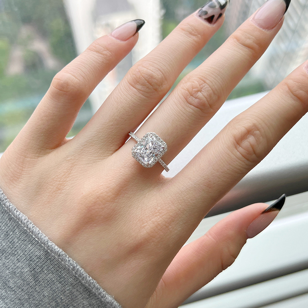 Fashion Geometric Sterling Silver Inlay Zircon Rings 1 Piece