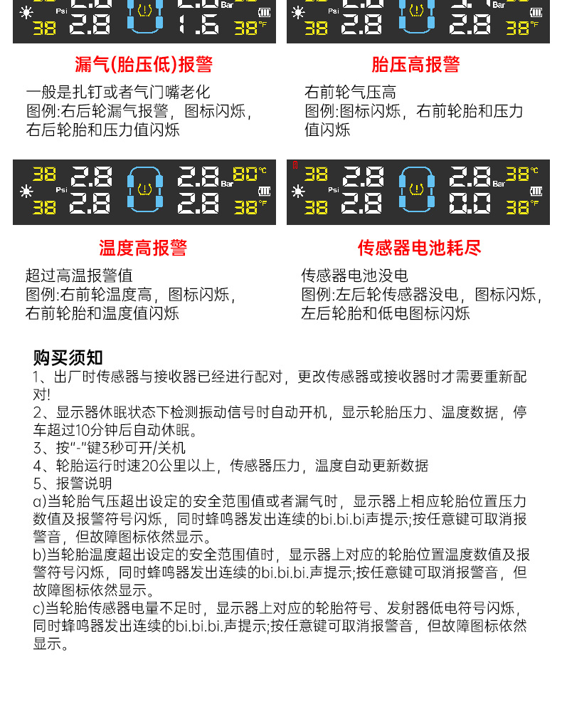 T11 Tire Pressure Monitoring System High-Precision Solar-Powered Tire Pressure Monitor Tpms Tire Pressure Wireless Device Smart
