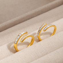 复古时尚镶锆石璀璨开口白贝钛钢戒指女指环食指戒网红高级感配饰