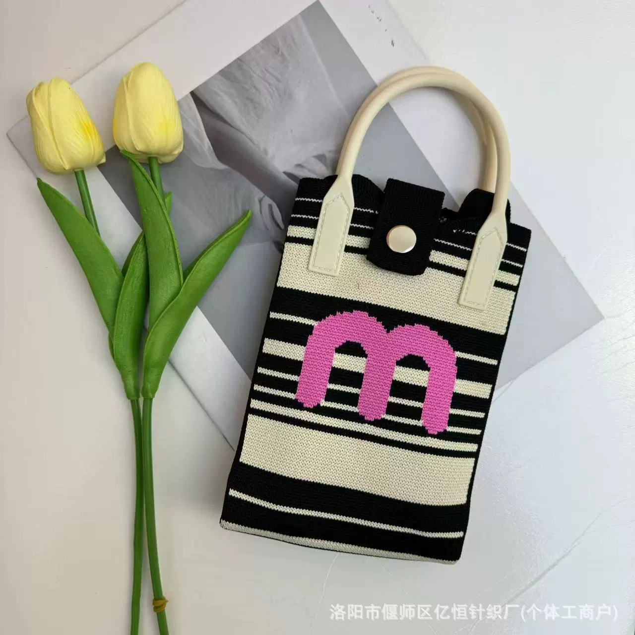 One-shoulder bag, wallet, knitted cute universal cartoon shoulder bag, Korean style