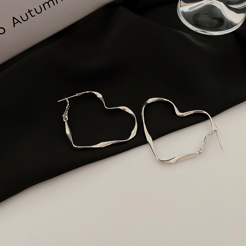 Aguja de plata Pendientes de anillo de elemento transfronterizo europeo y americano Pendientes de nicho de viento frío Pendientes de temperamento de moda Pendientes de lujo ligero y de alta gama
