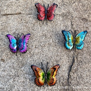 Cross-Border Hot Selling Metal Butterfly Tank Hanging Outdoor Fence Wall Potted Plant Decorative Pendant Painted Craft Butterfly Wall Hanging
