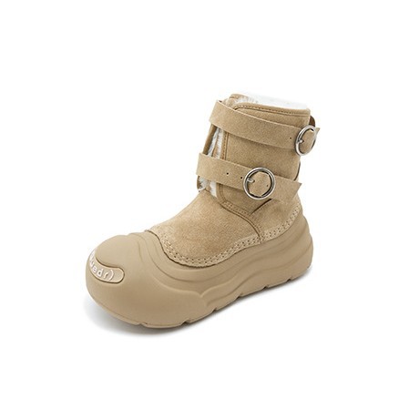 【朱静儀と同じスタイル】開口笑雪地ブーツ 女性用 厚底 保温 防水 ラージトゥシューズ ブーツ 学生向け トレンド