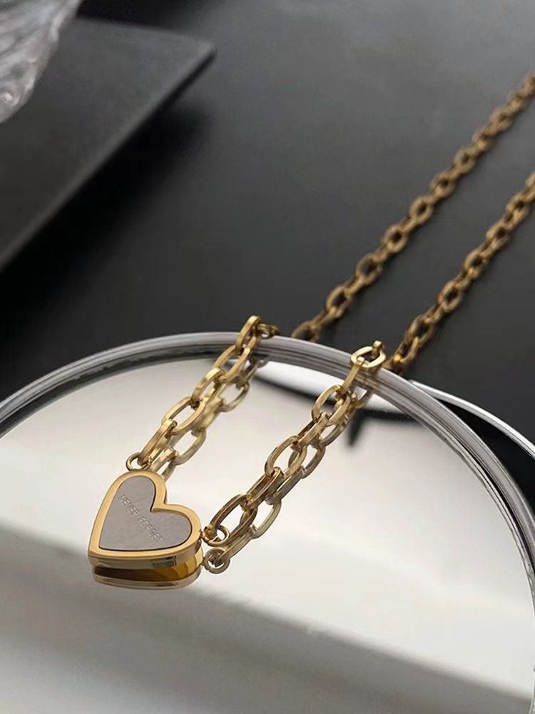 Fashion Heart Shape Titanium Steel Plating Pendant Necklace 1 Piece