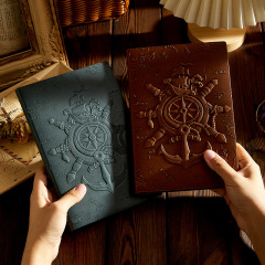 跨境專供復古歐式精緻浮雕筆記本記事本個性創意航海船舵插畫本子