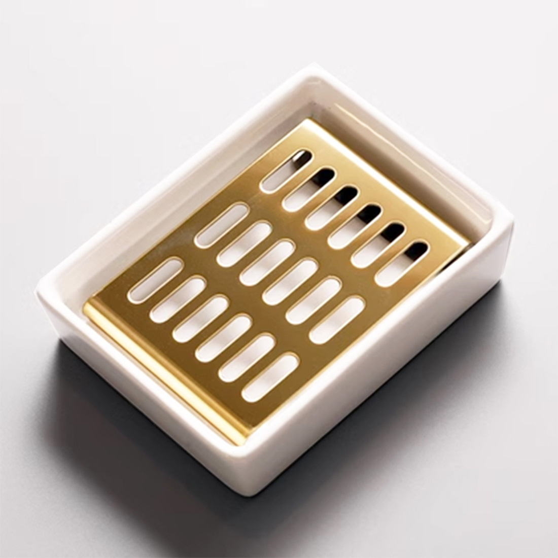 304 plato de jabón de acero inoxidable caja de jabón de drenaje del hogar Baño creativo rectangular bandeja de jabón de cerámica Baño