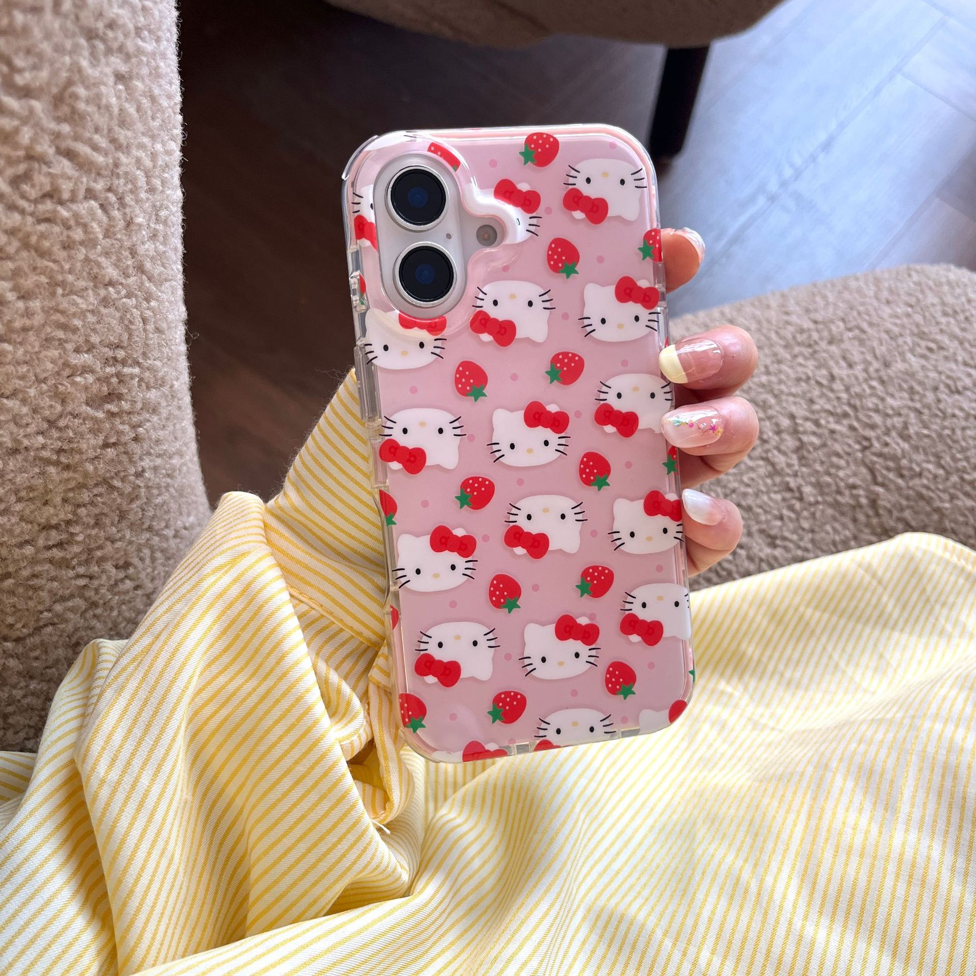 Corazón de niña linda pantalla completa KT cat para Apple 16ProMax funda para teléfono móvil 15Pro cadena 14/13 nuevo 15PM