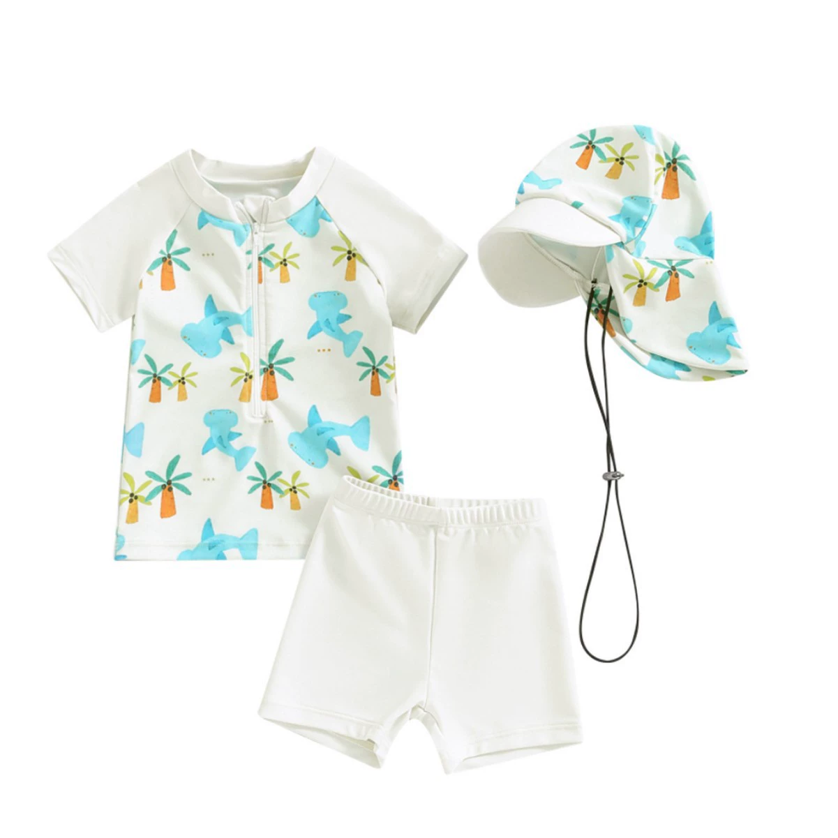 0-6,6, 6-12M,12-18M,18-24M,2-3Y тройная шляпа сплит детский купальник