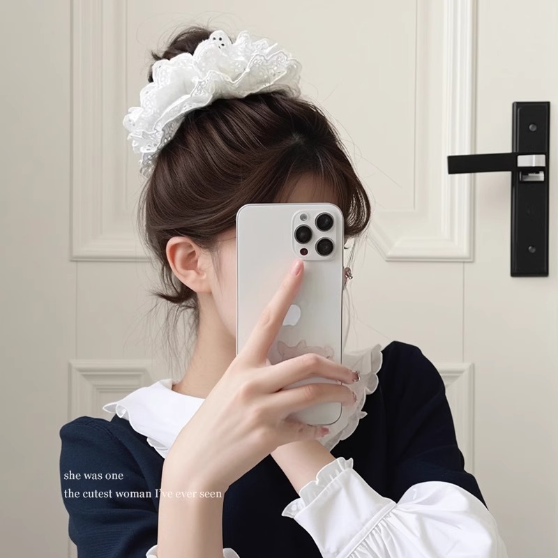 2025 nuevo cordón de cabello de pelo de bolas de encaje, banda de cabello de alta elasticidad, cuerda de cabeza duradera