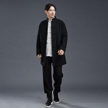 秋冬新品男款加棉棉袄外套中长款中国风手工盘扣棉保暖棉服