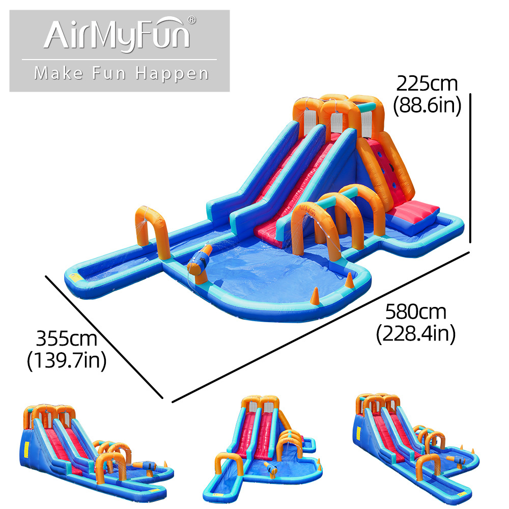 Castillo inflable para niños, trampolín inflable para deportes al aire libre, castillo de juguete con rociador de agua, tobogán para patio de recreo infantil, fiesta acuática