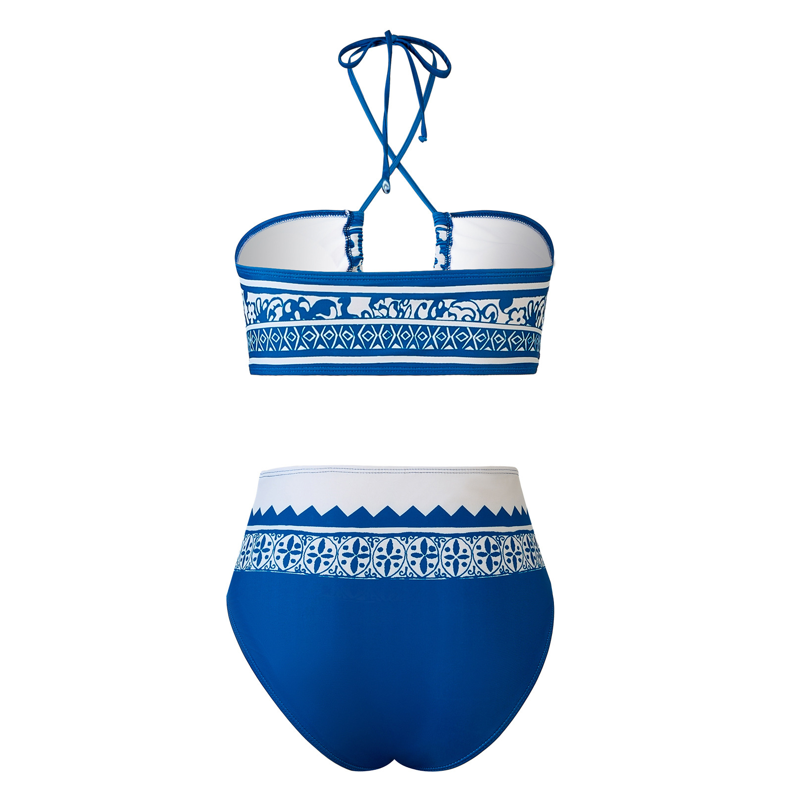 Halter Neck Neckline Women's Sexy Printing 2 Pieces Bikinis Swimwear