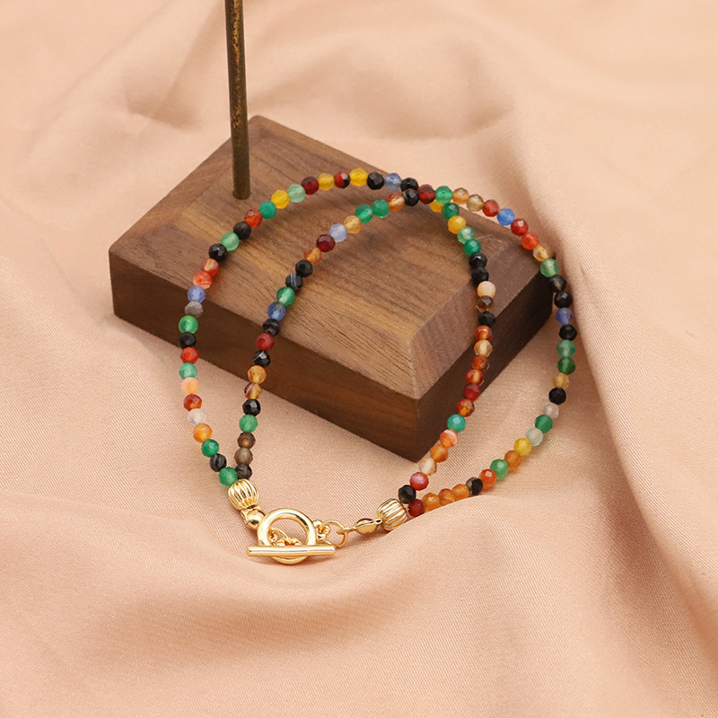 Hecha a mano dopamina piedra natural color pulsera de cuentas brazalete botón brazalete moda joyas retro al por mayor