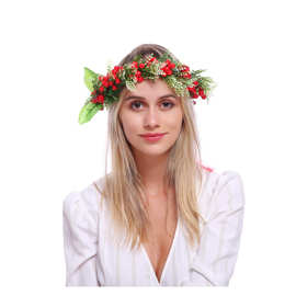 新款热销新娘森系头饰红色果子花环结婚婚纱头花发饰欧美圣诞
