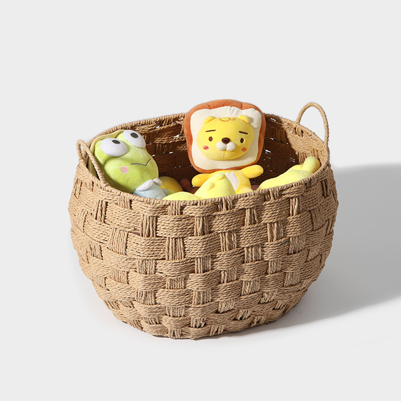 Cesta de almacenamiento de caña personalizada tejida a mano creativa de mesa snack cesto de almacenamiento de ropa sucia cesto de almacenamiento de baño