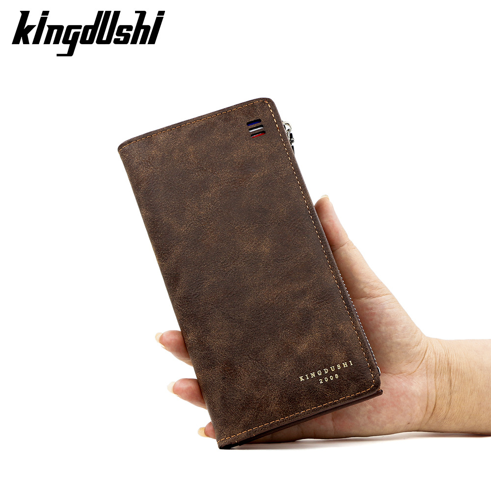 Nuevo bolso largo de hombre simple cuero esmerilado bolso de tarjeta de tarjeta bolso lateral con cremallera bolso largo de hombre al por mayor