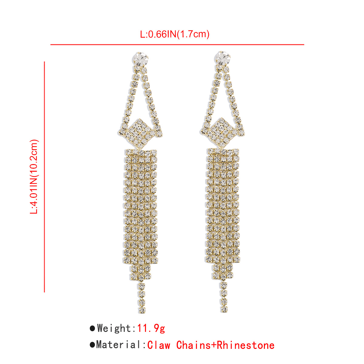 Fashion Geometric Metal Tassel Rhinestone Drop Earrings display picture 1